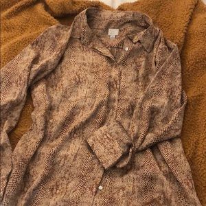 Satin snake print button up